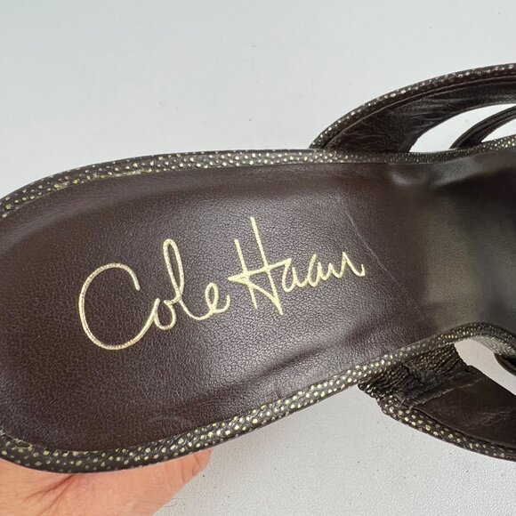 Cole Haan Womens NikeAir Strappy Heeled Sandals Brown Speckled Leather size 8.5B - Picture 10 of 13